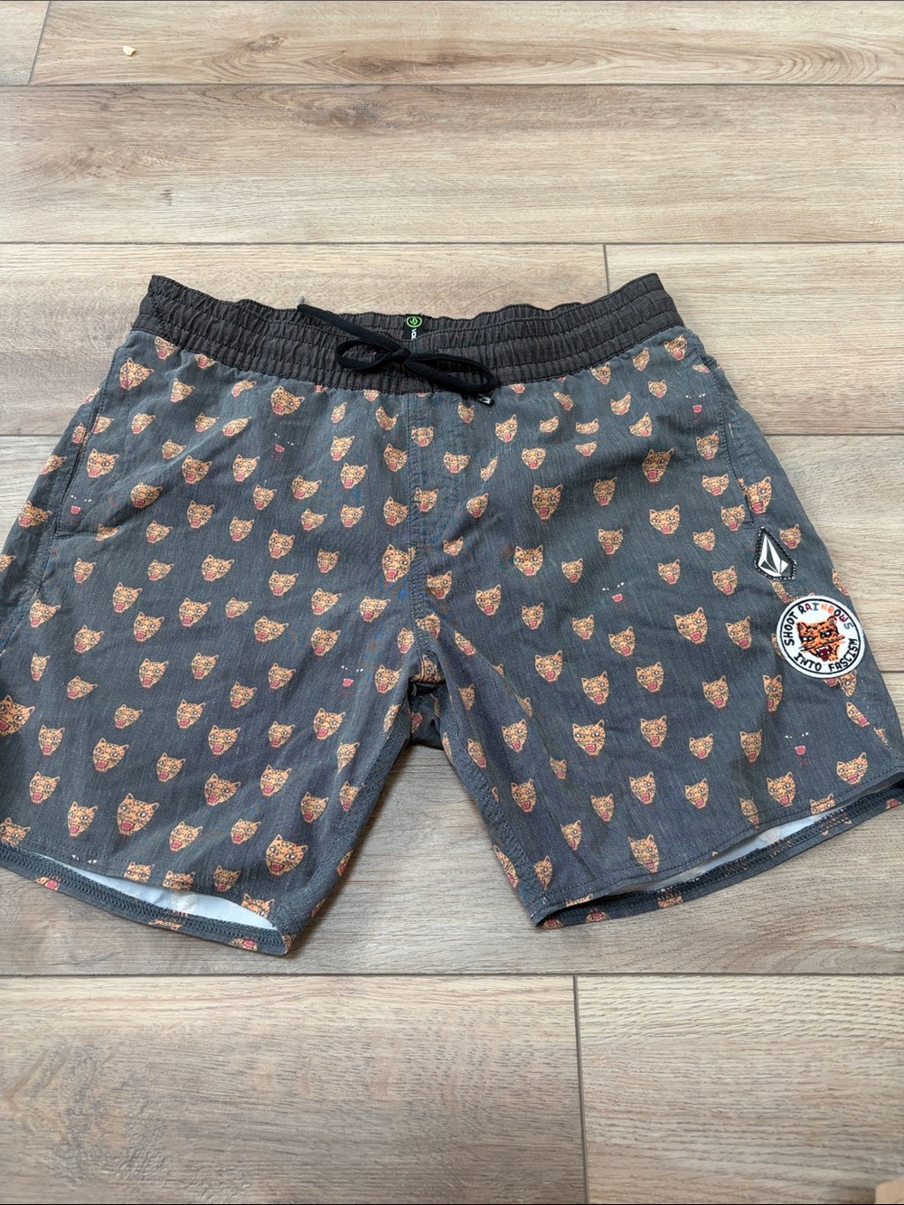Volcom Kids Charcoal Fox-Print Swim Shorts